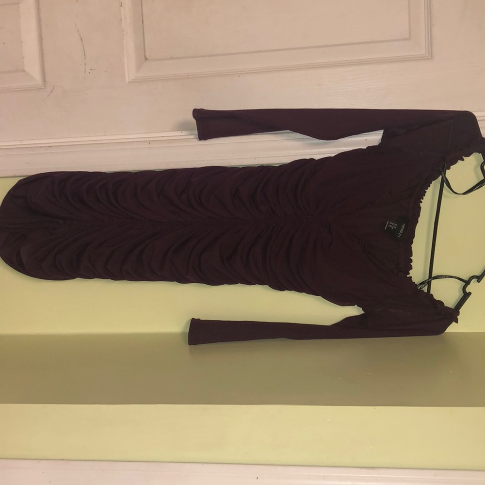 Forever21+ dress with sheer sleeves and ruching